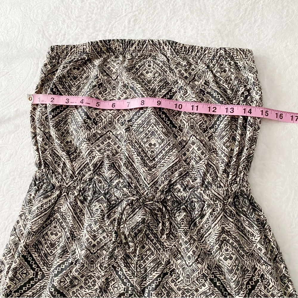Tribal Print Black & Off White Strapless Mini Dress - Picture 4 of 9